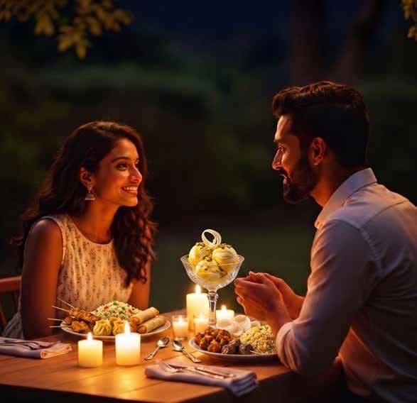 A candlelit dinner for two